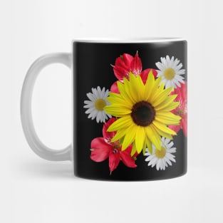 sunflower, daisies, bunch of flowers, red bloom Mug